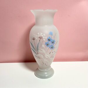 Vintage retro art deco floral frosted vase